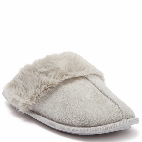 kensie women’s faux fur lined slipper gray size 10/11 cozy new - Picture 2 of 4